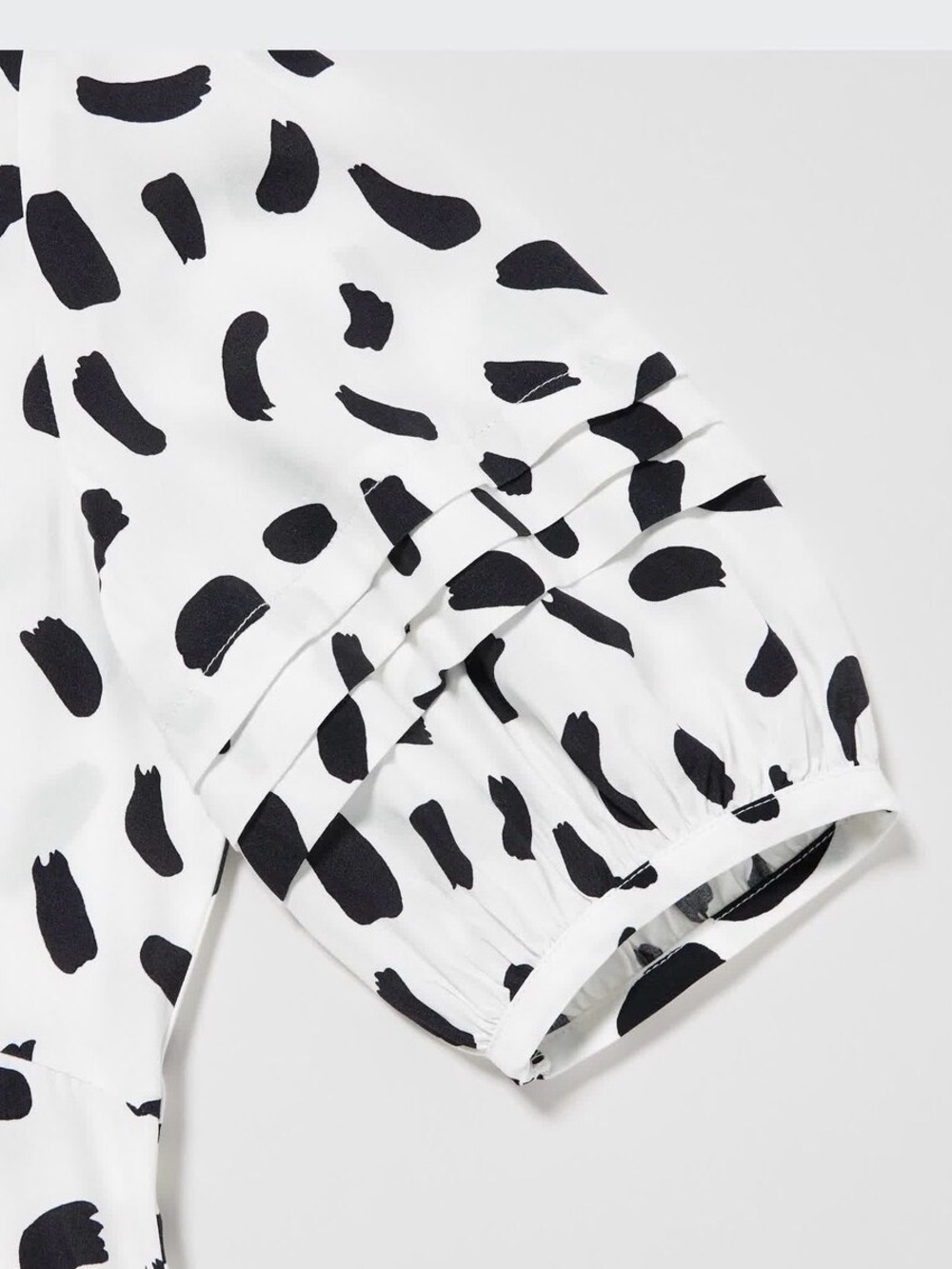 UniqloC White Black abstract Empire Balloon Puff Sleeve Midi SlipDress S NWT 30s - Picture 9 of 11